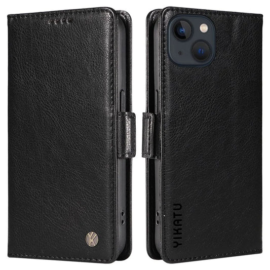 YIKATU YK-007 For iPhone 13 Wallet Case Litchi Texture Leather Stand Phone Cover