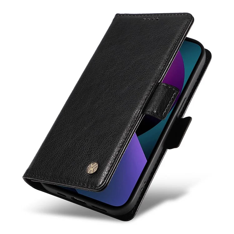 YIKATU YK-007 For iPhone 13 Wallet Case Litchi Texture Leather Stand Phone Cover