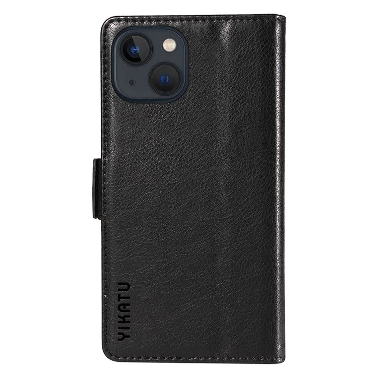 YIKATU YK-007 For iPhone 13 Wallet Case Litchi Texture Leather Stand Phone Cover