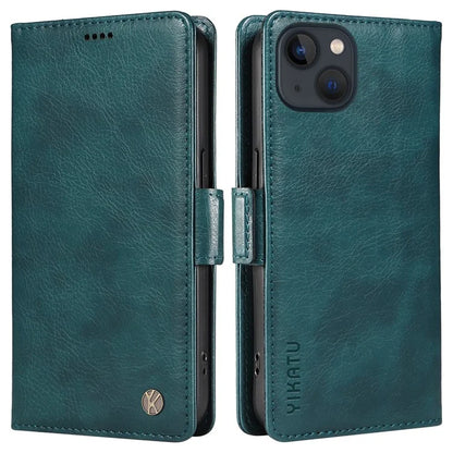 YIKATU YK-007 For iPhone 13 Wallet Case Litchi Texture Leather Stand Phone Cover