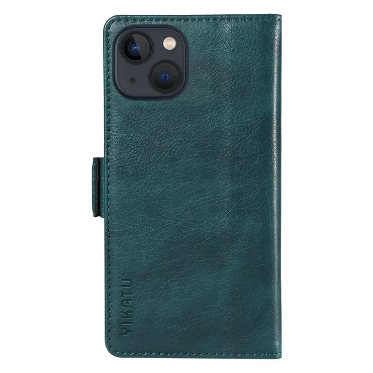 YIKATU YK-007 For iPhone 13 Wallet Case Litchi Texture Leather Stand Phone Cover