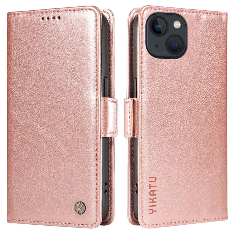 YIKATU YK-007 For iPhone 13 Wallet Case Litchi Texture Leather Stand Phone Cover