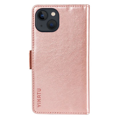 YIKATU YK-007 For iPhone 13 Wallet Case Litchi Texture Leather Stand Phone Cover
