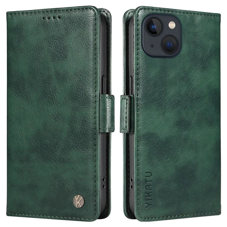 YIKATU YK-007 For iPhone 13 Wallet Case Litchi Texture Leather Stand Phone Cover