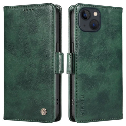 YIKATU YK-007 For iPhone 13 Wallet Case Litchi Texture Leather Stand Phone Cover