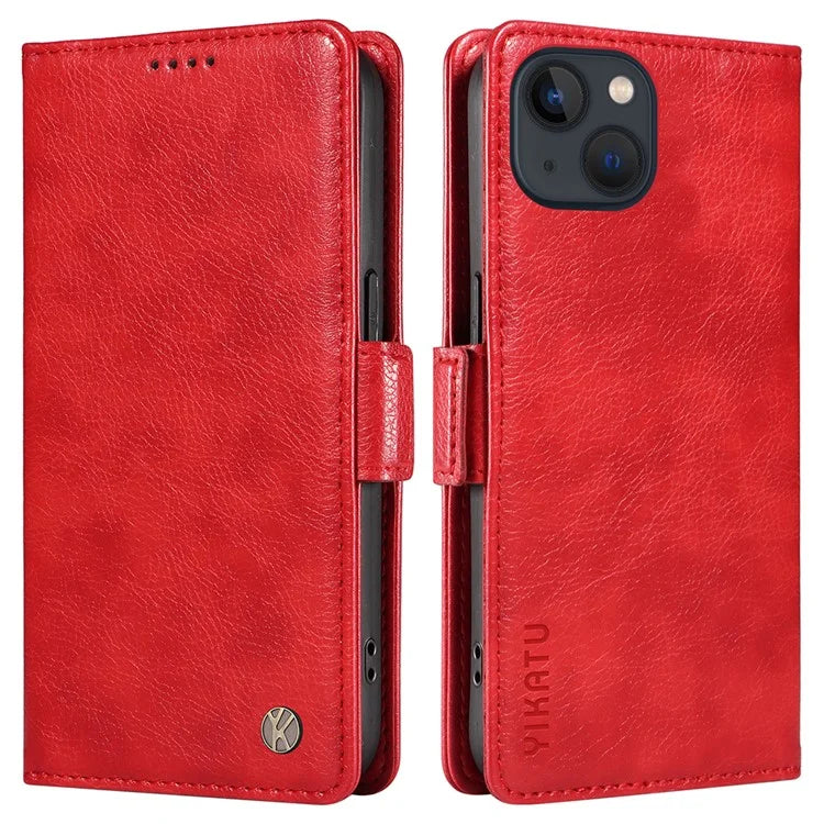 YIKATU YK-007 For iPhone 13 Wallet Case Litchi Texture Leather Stand Phone Cover