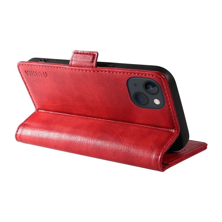 YIKATU YK-007 For iPhone 13 Wallet Case Litchi Texture Leather Stand Phone Cover