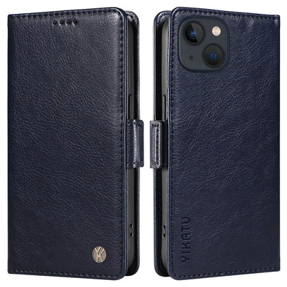 YIKATU YK-007 For iPhone 13 Wallet Case Litchi Texture Leather Stand Phone Cover