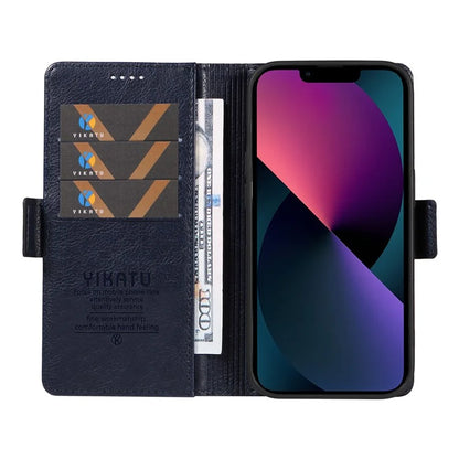 YIKATU YK-007 For iPhone 13 Wallet Case Litchi Texture Leather Stand Phone Cover