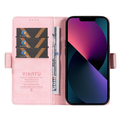 YIKATU YK-007 For iPhone 13 Wallet Case Litchi Texture Leather Stand Phone Cover