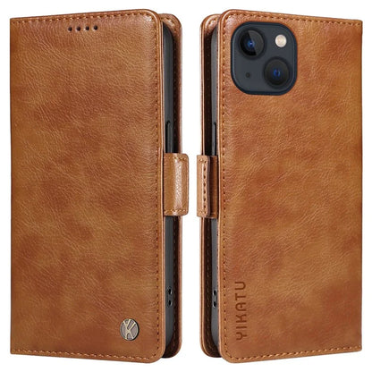 YIKATU YK-007 For iPhone 13 Wallet Case Litchi Texture Leather Stand Phone Cover