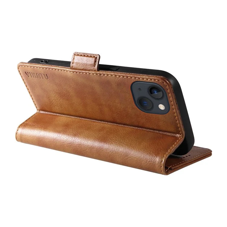 YIKATU YK-007 For iPhone 13 Wallet Case Litchi Texture Leather Stand Phone Cover