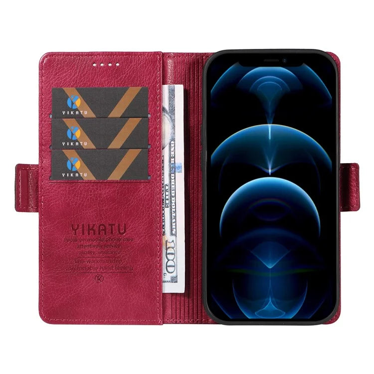 YIKATU YK-007 For iPhone 12 / 12 Pro Leather Case Wallet Protective Phone Cover