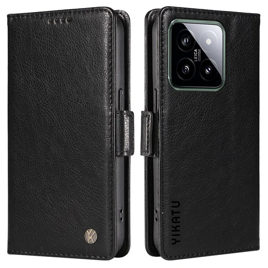YIKATU YK-007 For Xiaomi 14 Case Litchi Texture Leather Phone Cover with Magnetic Clasp