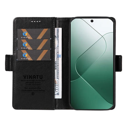 YIKATU YK-007 For Xiaomi 14 Case Litchi Texture Leather Phone Cover with Magnetic Clasp