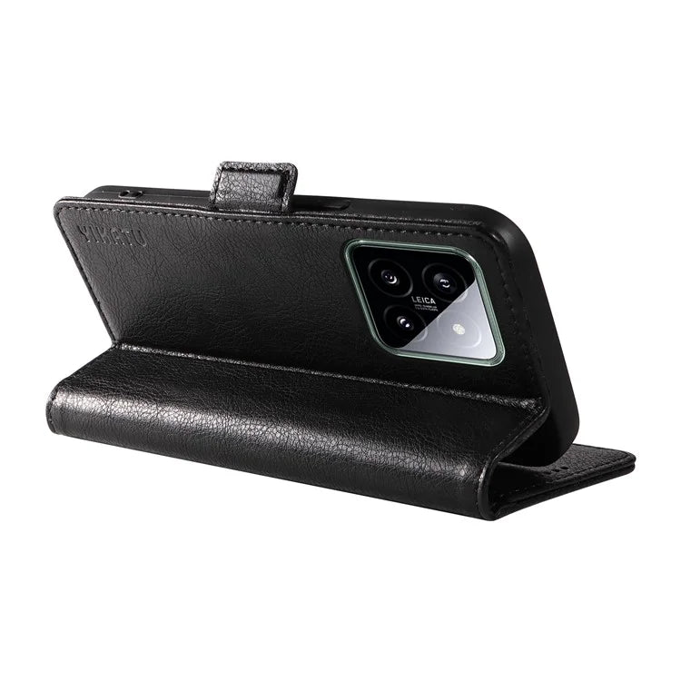 YIKATU YK-007 For Xiaomi 14 Case Litchi Texture Leather Phone Cover with Magnetic Clasp