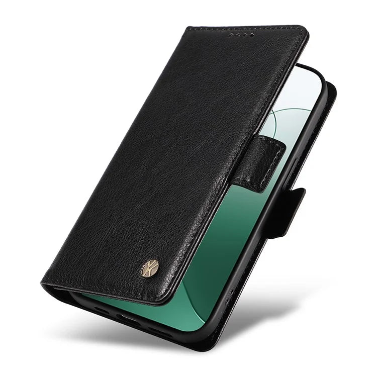 YIKATU YK-007 For Xiaomi 14 Case Litchi Texture Leather Phone Cover with Magnetic Clasp