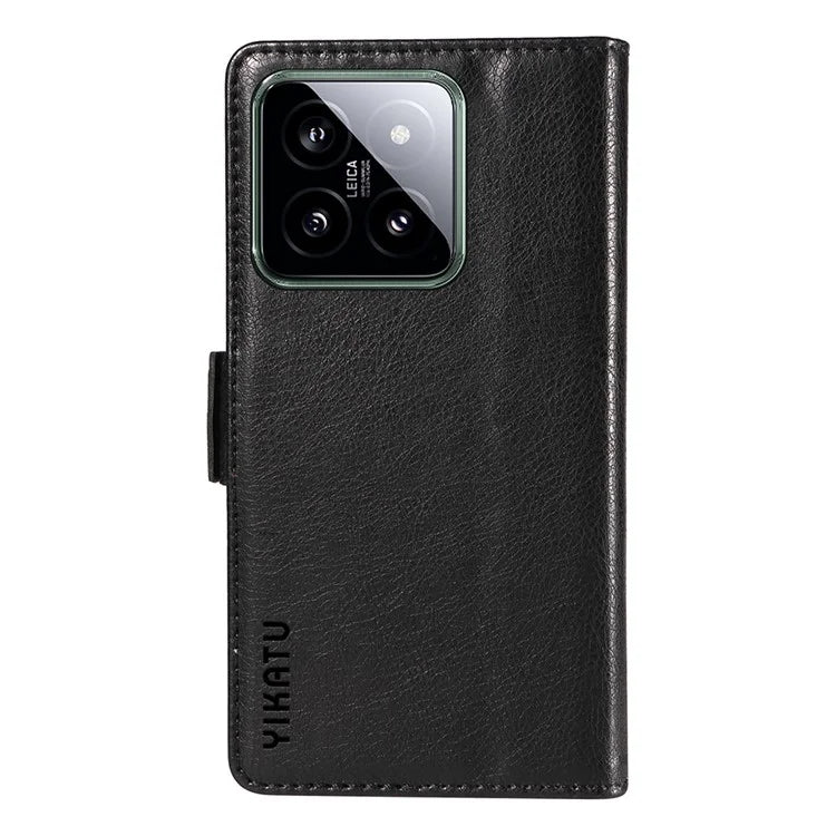 YIKATU YK-007 For Xiaomi 14 Case Litchi Texture Leather Phone Cover with Magnetic Clasp