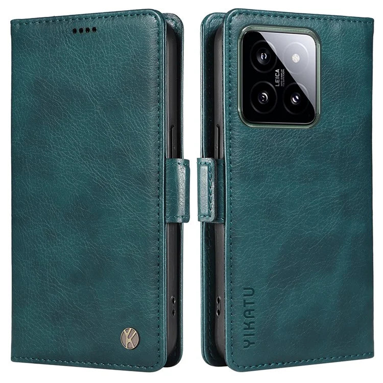 YIKATU YK-007 For Xiaomi 14 Case Litchi Texture Leather Phone Cover with Magnetic Clasp