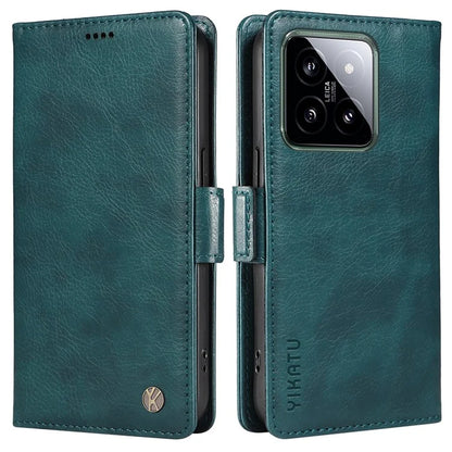 YIKATU YK-007 For Xiaomi 14 Case Litchi Texture Leather Phone Cover with Magnetic Clasp