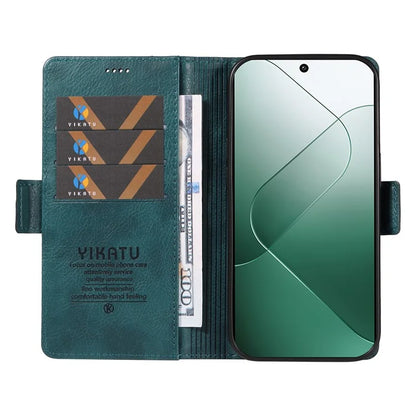 YIKATU YK-007 For Xiaomi 14 Case Litchi Texture Leather Phone Cover with Magnetic Clasp