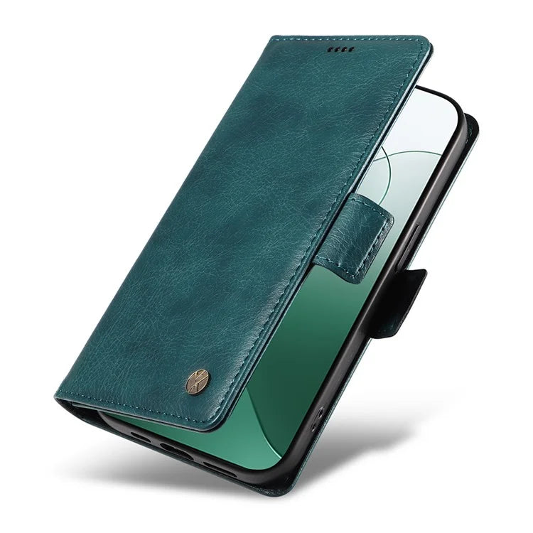 YIKATU YK-007 For Xiaomi 14 Case Litchi Texture Leather Phone Cover with Magnetic Clasp