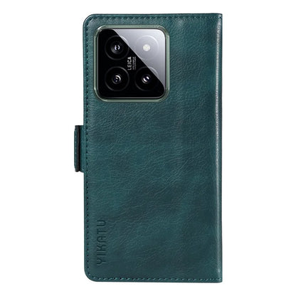 YIKATU YK-007 For Xiaomi 14 Case Litchi Texture Leather Phone Cover with Magnetic Clasp