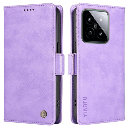YIKATU YK-007 For Xiaomi 14 Case Litchi Texture Leather Phone Cover with Magnetic Clasp