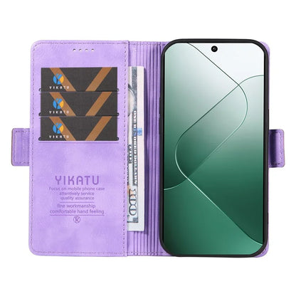 YIKATU YK-007 For Xiaomi 14 Case Litchi Texture Leather Phone Cover with Magnetic Clasp