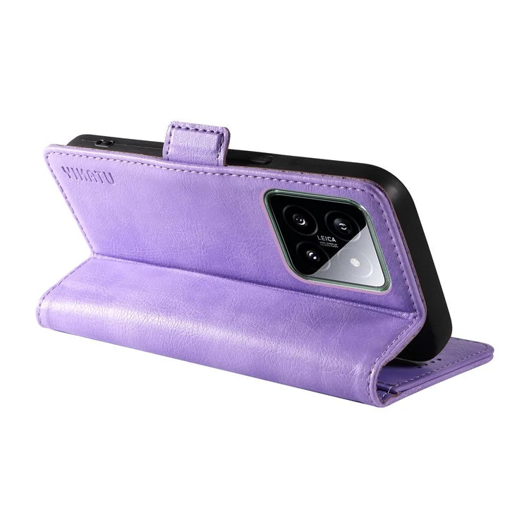 YIKATU YK-007 For Xiaomi 14 Case Litchi Texture Leather Phone Cover with Magnetic Clasp