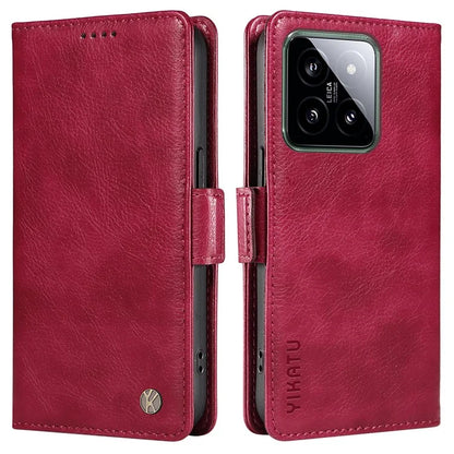 YIKATU YK-007 For Xiaomi 14 Case Litchi Texture Leather Phone Cover with Magnetic Clasp