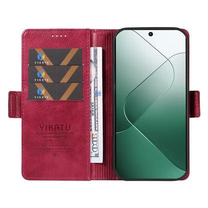YIKATU YK-007 For Xiaomi 14 Case Litchi Texture Leather Phone Cover with Magnetic Clasp