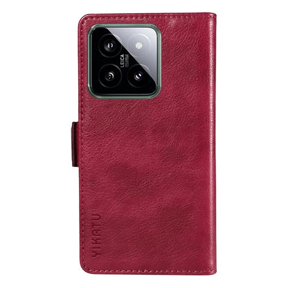 YIKATU YK-007 For Xiaomi 14 Case Litchi Texture Leather Phone Cover with Magnetic Clasp