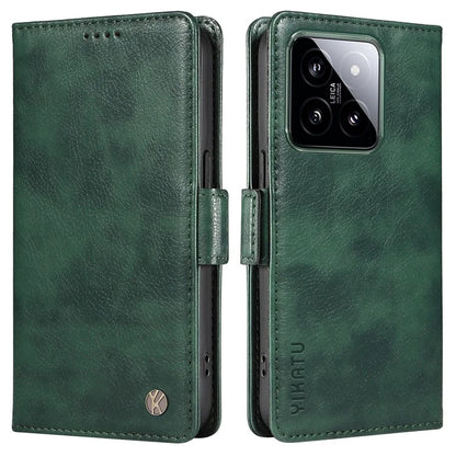 YIKATU YK-007 For Xiaomi 14 Case Litchi Texture Leather Phone Cover with Magnetic Clasp