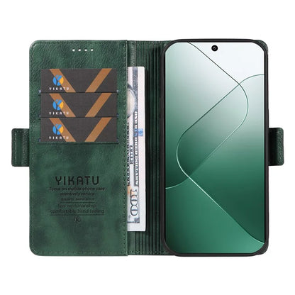 YIKATU YK-007 For Xiaomi 14 Case Litchi Texture Leather Phone Cover with Magnetic Clasp