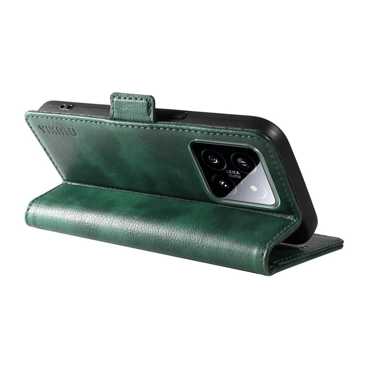 YIKATU YK-007 For Xiaomi 14 Case Litchi Texture Leather Phone Cover with Magnetic Clasp
