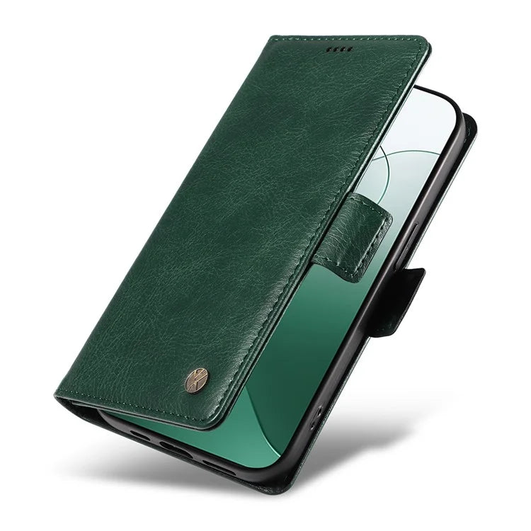 YIKATU YK-007 For Xiaomi 14 Case Litchi Texture Leather Phone Cover with Magnetic Clasp