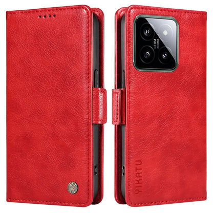 YIKATU YK-007 For Xiaomi 14 Case Litchi Texture Leather Phone Cover with Magnetic Clasp