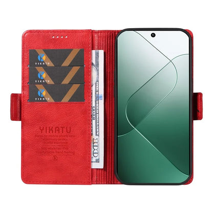 YIKATU YK-007 For Xiaomi 14 Case Litchi Texture Leather Phone Cover with Magnetic Clasp