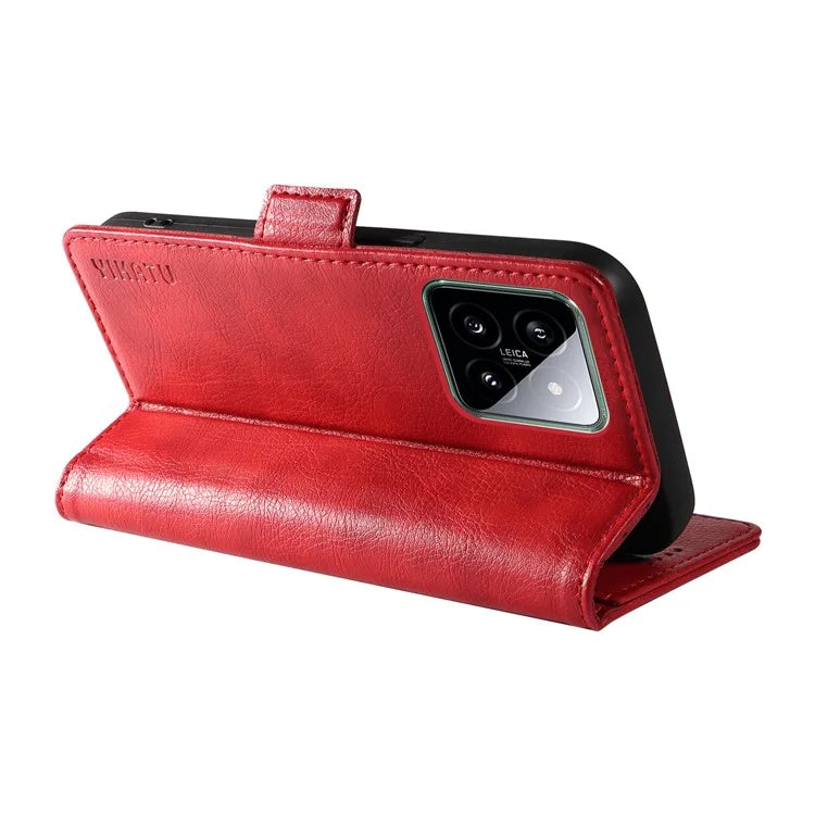 YIKATU YK-007 For Xiaomi 14 Case Litchi Texture Leather Phone Cover with Magnetic Clasp