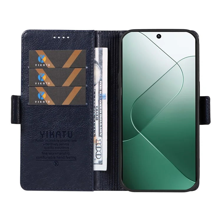 YIKATU YK-007 For Xiaomi 14 Case Litchi Texture Leather Phone Cover with Magnetic Clasp