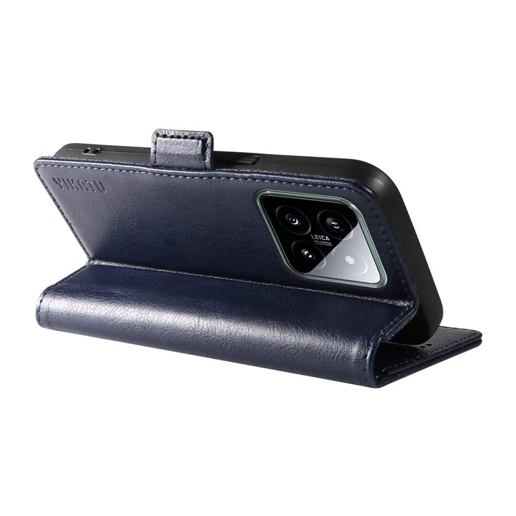 YIKATU YK-007 For Xiaomi 14 Case Litchi Texture Leather Phone Cover with Magnetic Clasp