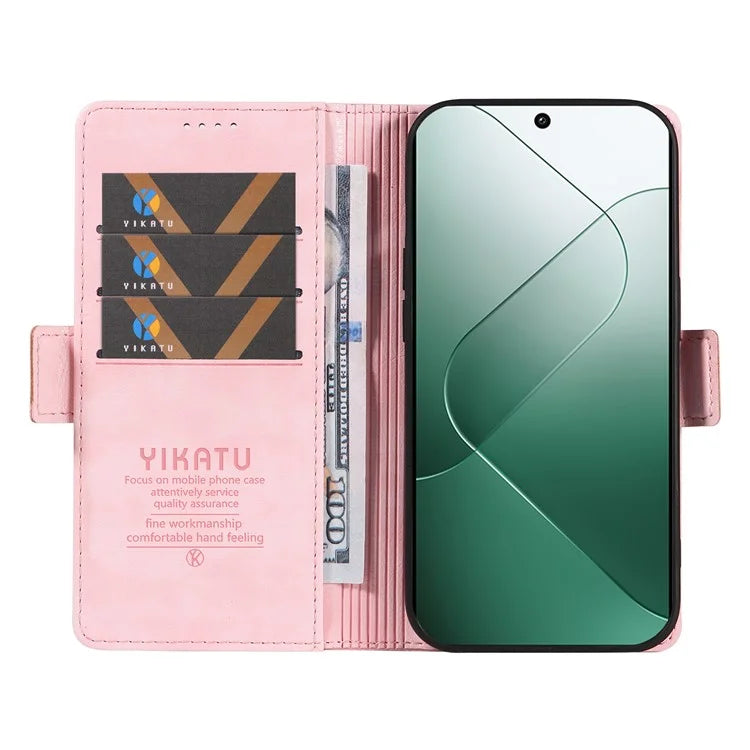 YIKATU YK-007 For Xiaomi 14 Case Litchi Texture Leather Phone Cover with Magnetic Clasp