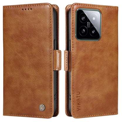 YIKATU YK-007 For Xiaomi 14 Case Litchi Texture Leather Phone Cover with Magnetic Clasp