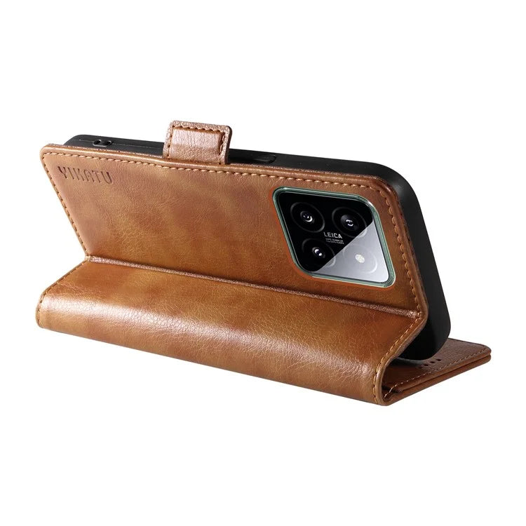 YIKATU YK-007 For Xiaomi 14 Case Litchi Texture Leather Phone Cover with Magnetic Clasp