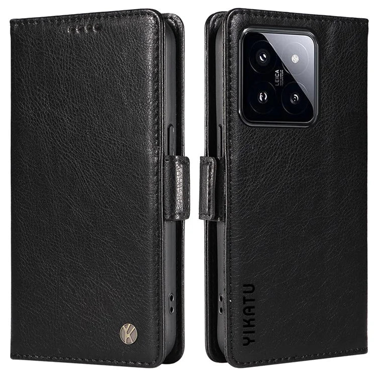 YIKATU YK-007 For Xiaomi 14 Pro Wallet Case Litchi Texture PU Leather Protective Phone Cover
