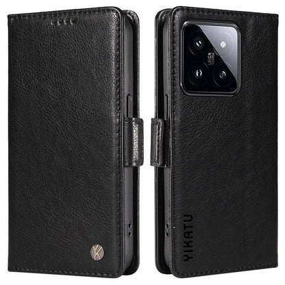 YIKATU YK-007 For Xiaomi 14 Pro Wallet Case Litchi Texture PU Leather Protective Phone Cover