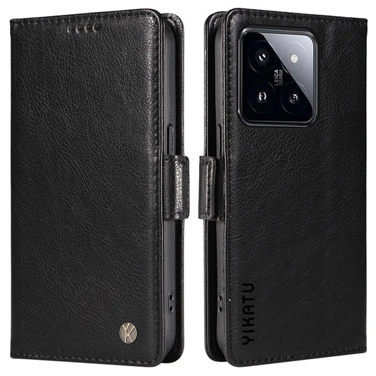 YIKATU YK-007 For Xiaomi 14 Pro Wallet Case Litchi Texture PU Leather Protective Phone Cover