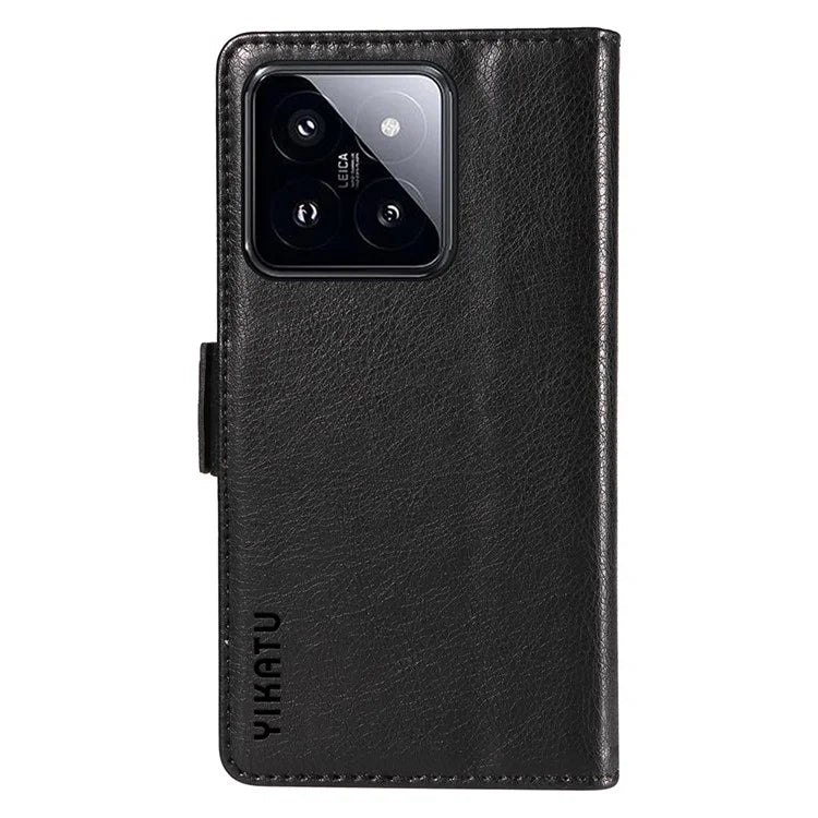 YIKATU YK-007 For Xiaomi 14 Pro Wallet Case Litchi Texture PU Leather Protective Phone Cover