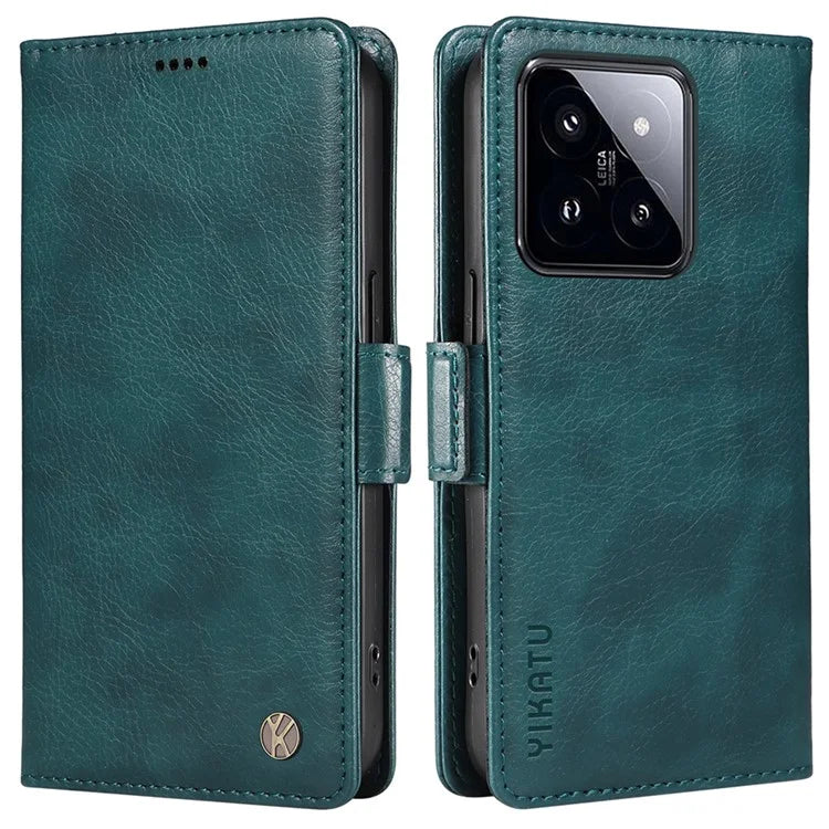 YIKATU YK-007 For Xiaomi 14 Pro Wallet Case Litchi Texture PU Leather Protective Phone Cover